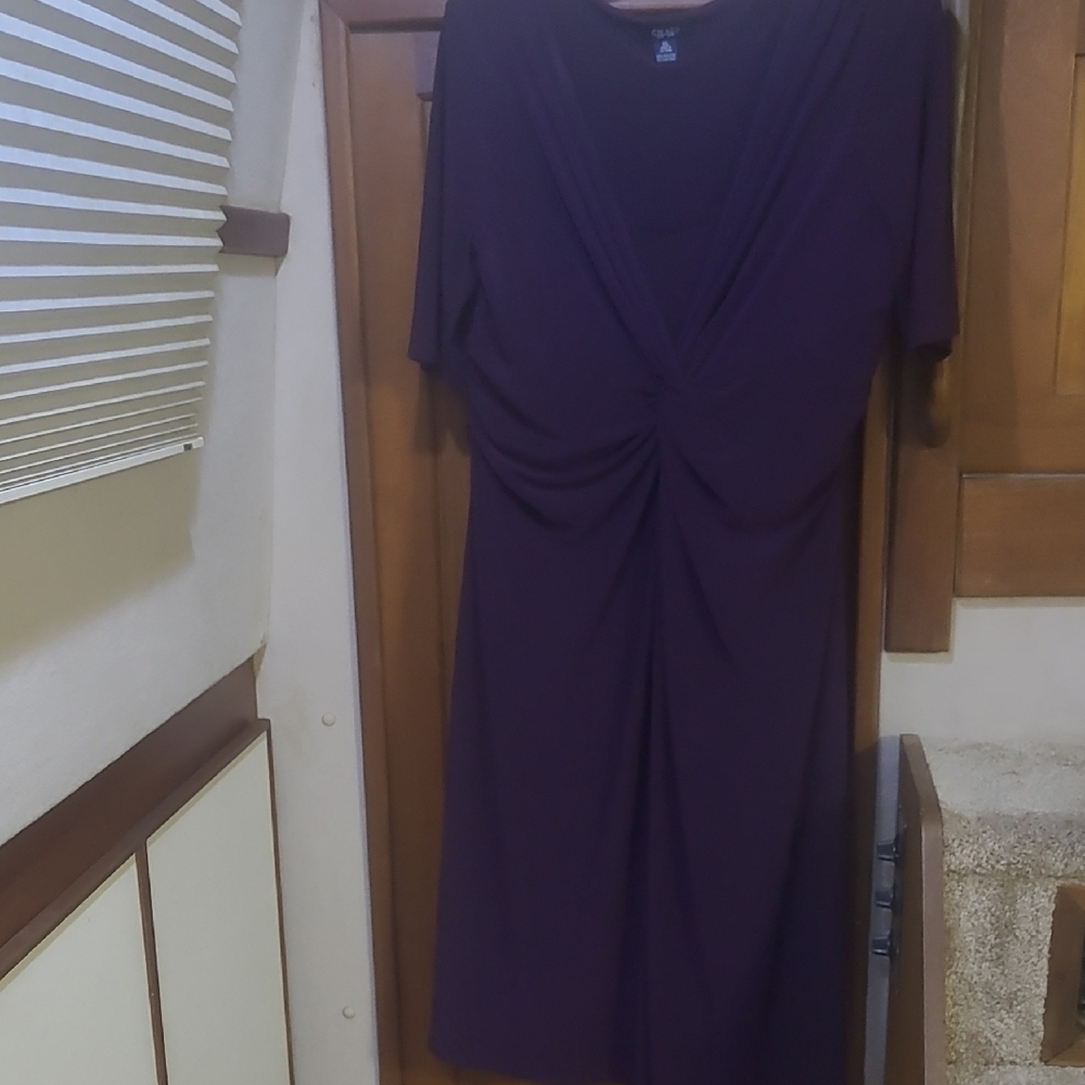 Chaps Purple Wrap Tie Front Sheath Dress